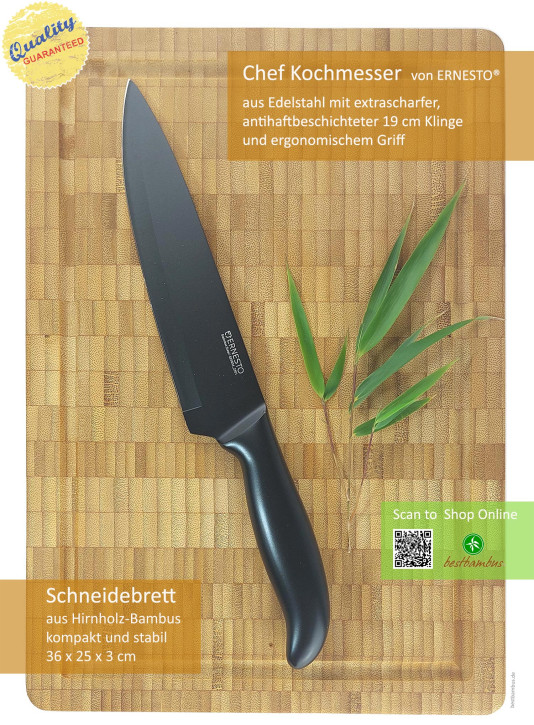 Kochmesser Black + Hirnholz Set