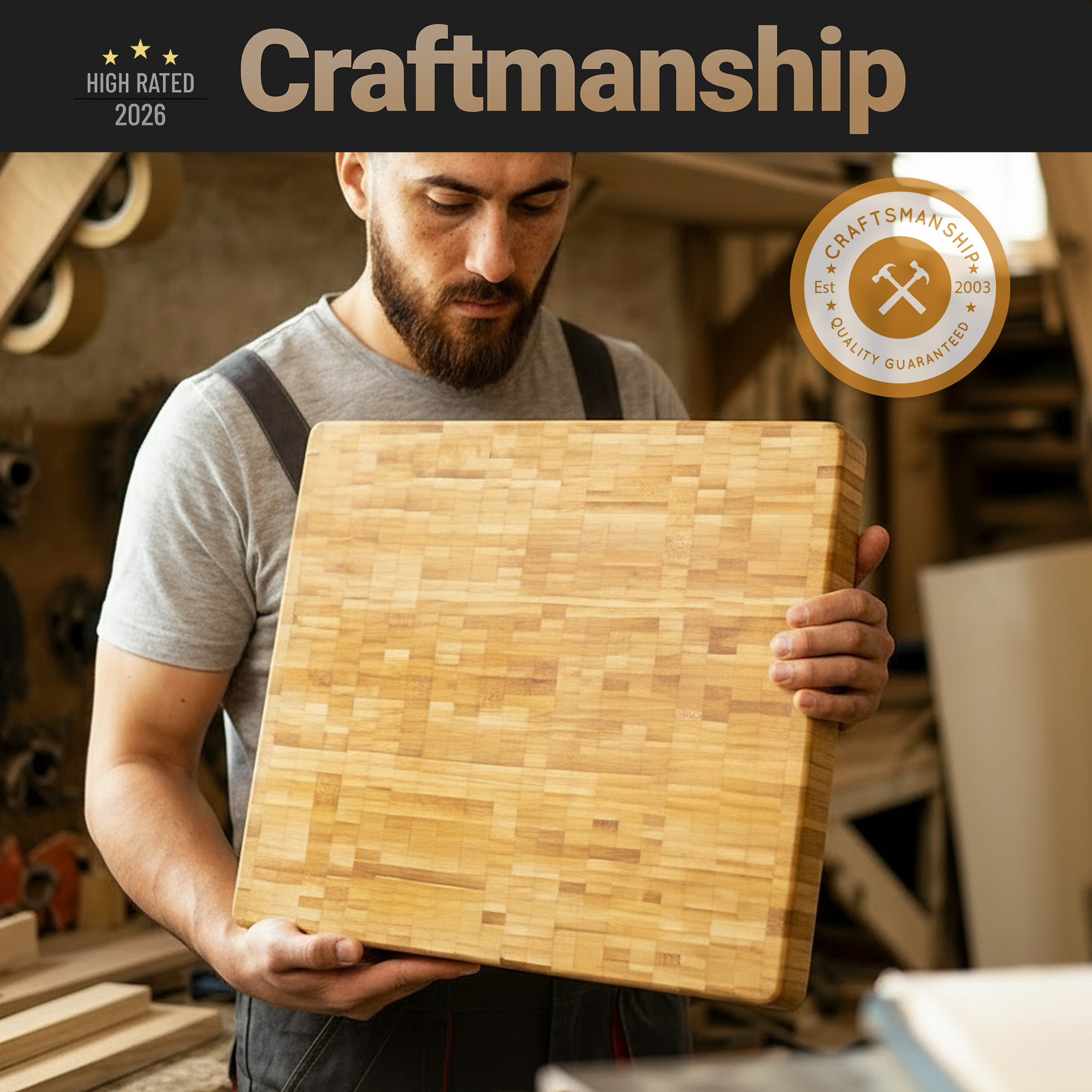 großes Schneidebrett mit Chefkoch