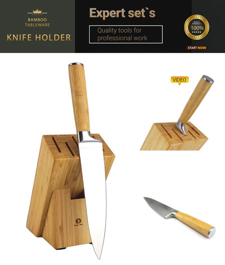Kochmesser und Messerblock Produkt Collage
