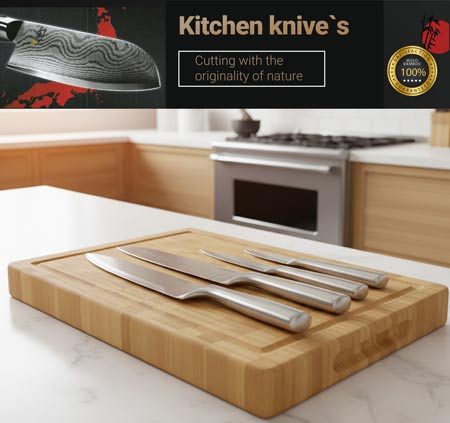  Messer Kollektion auf Schneidebrett