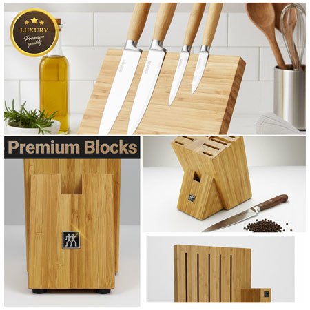 Koch mit Messerblock in der Küche